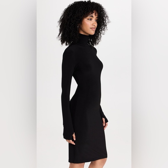 Norma Kamali Slim Fit Turtleneck Thumbhole Long Sleeve Dress - Picture 4 of 15